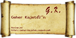 Geher Kajetán névjegykártya